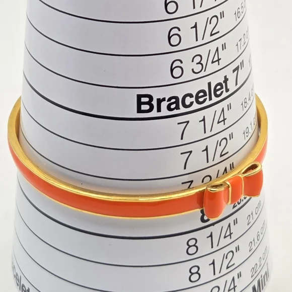 Kate Spade New York Skinny Mini Bow Enamel Bangle - Gold & Coral/Orange - Picture 4 of 14